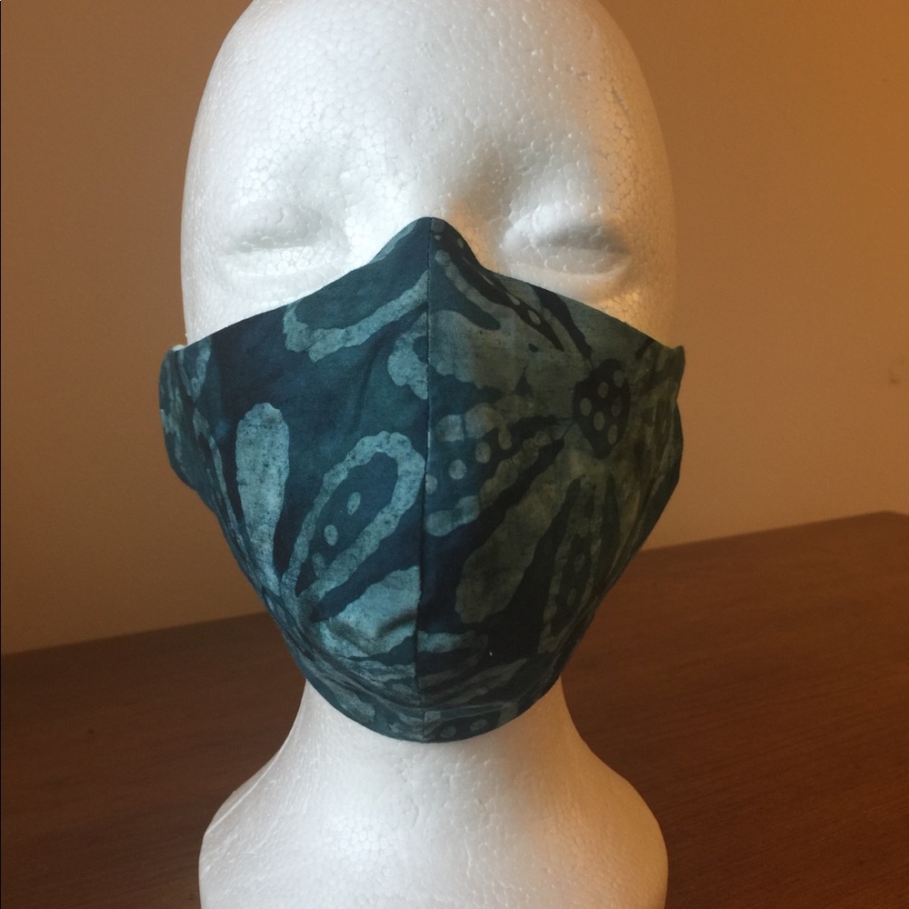 Extra Large 3-layer Batik Face Mask; Filter Pocket